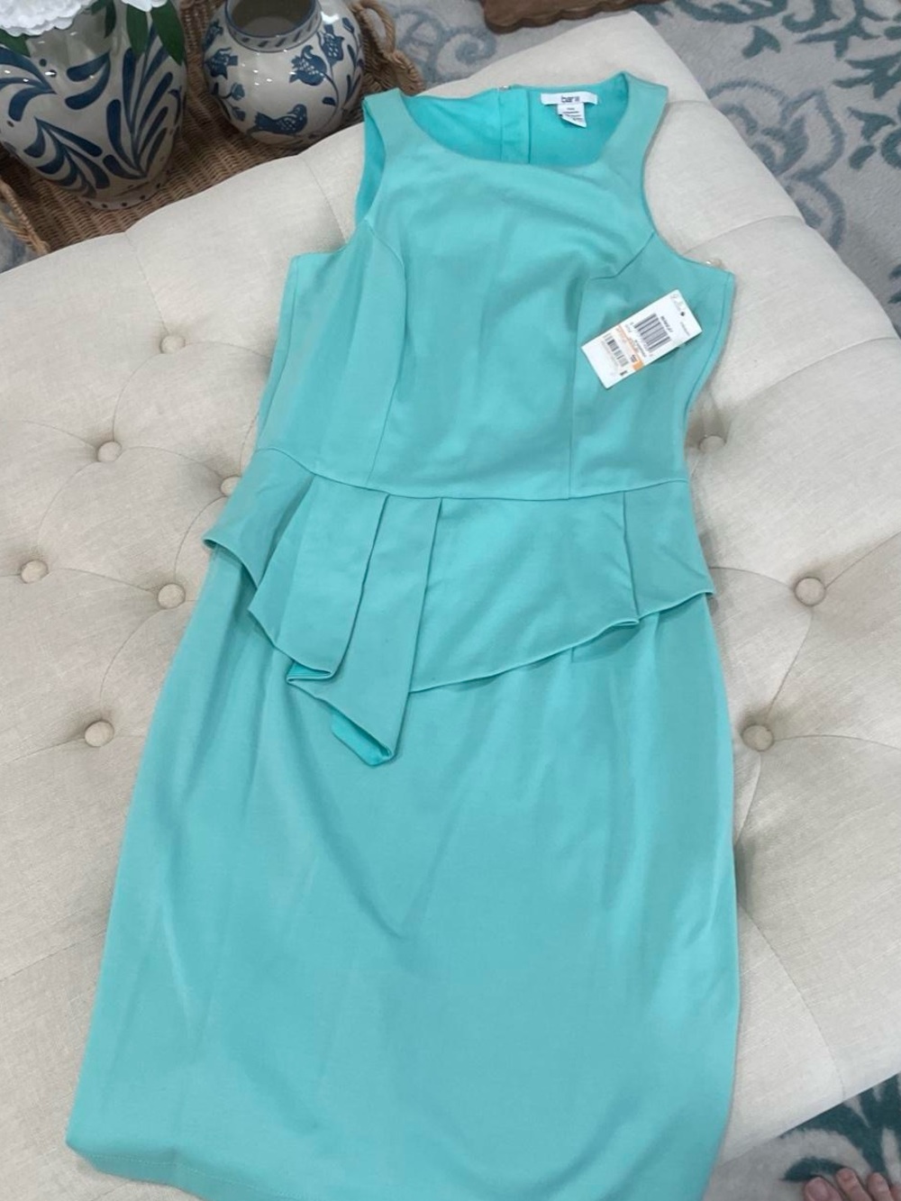 Anne Klein Seafoam Green Sleeveless Peplum Sheath Dress